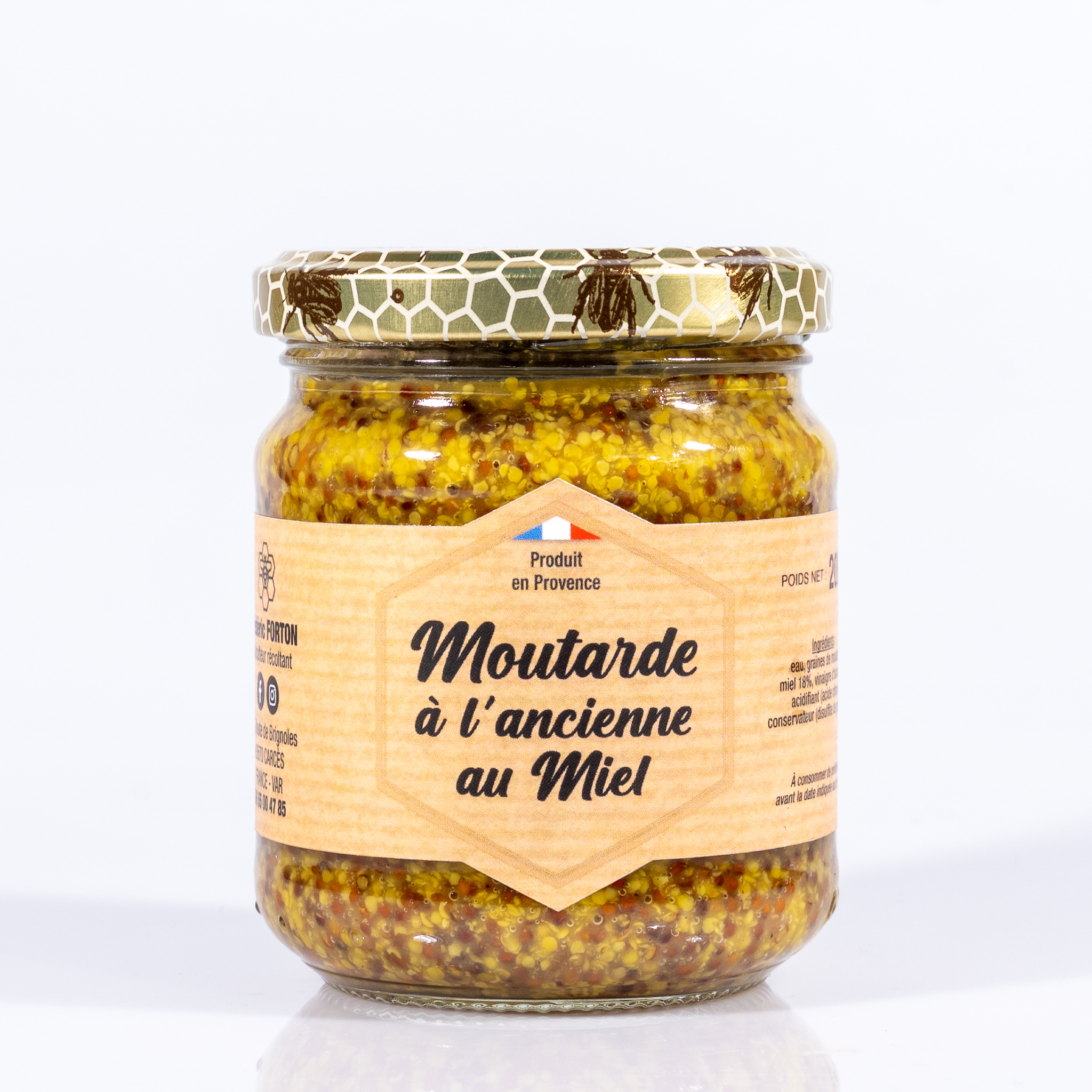 moutarde ancienne (1) Moutarde à l'ancienne au miel 200 g – Image 1