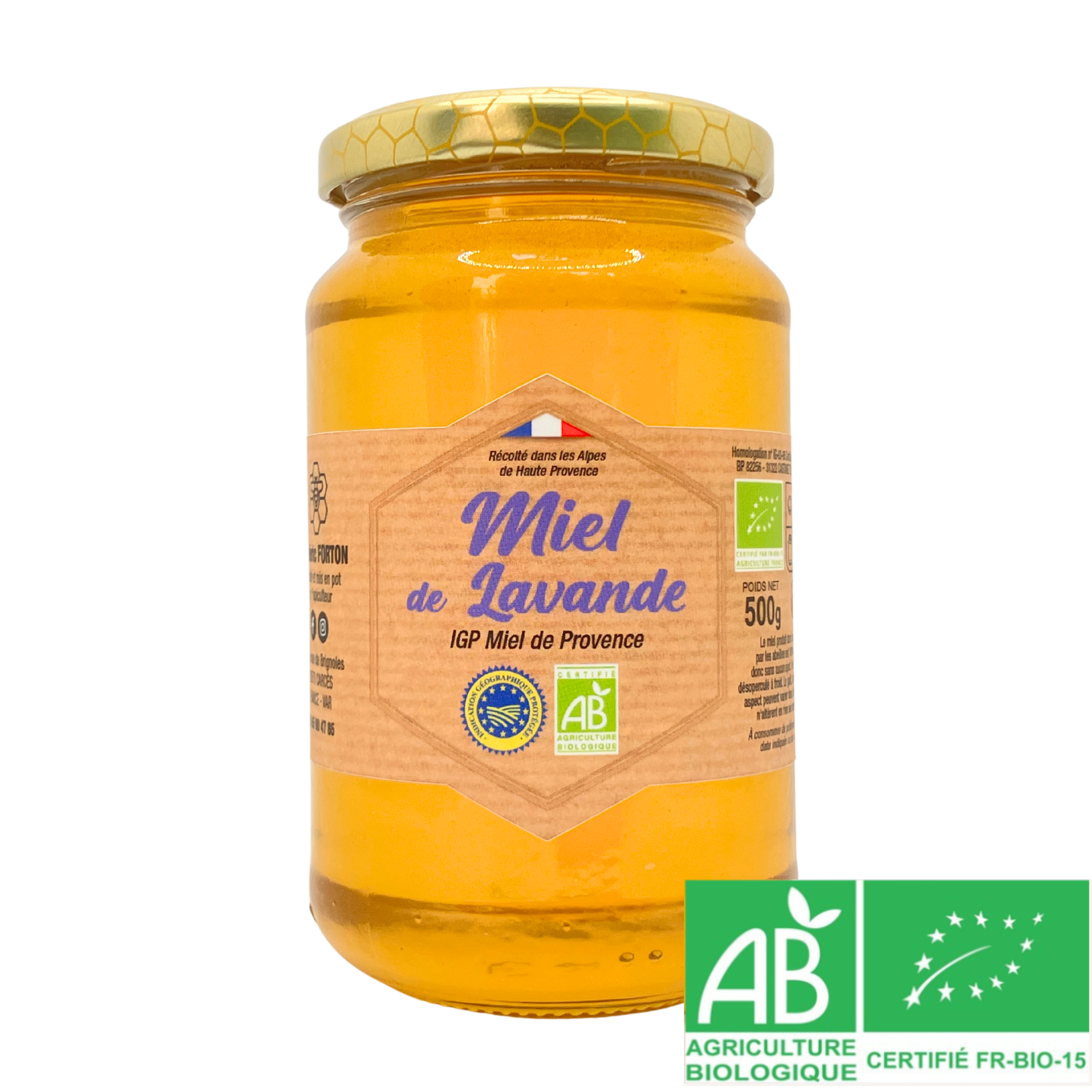 miel lavande 500G provence bio Pot de miel de lavande BIO IGP Provence 500 g