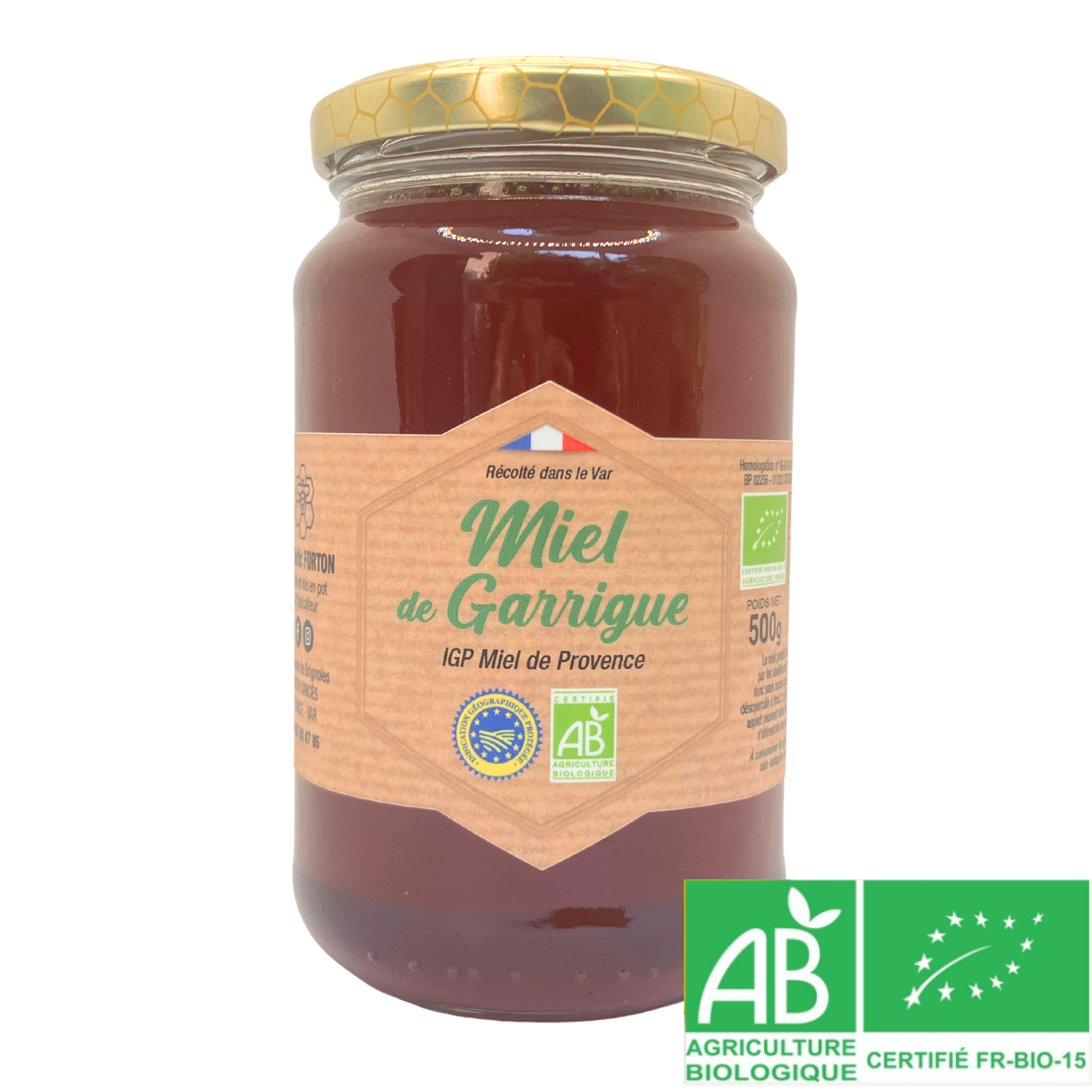 miel-garrigue-bio-igp-provence-500g.jpg Pot de miel de garrigue BIO IGP Provence 500 g