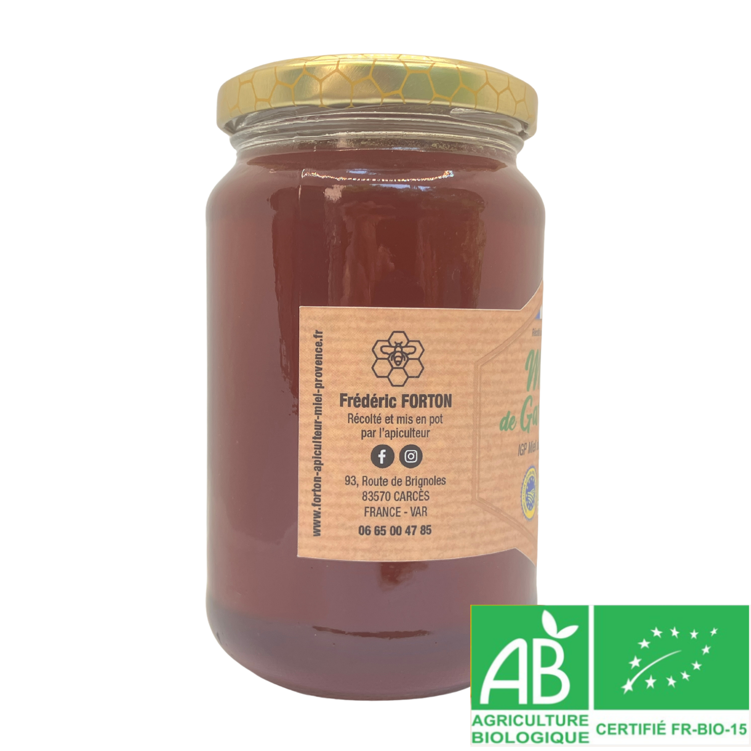 miel-garrigue-bio-igp-provence-500g-vue-gauche.jpg Pot de miel de garrigue BIO IGP Provence vu de gauche