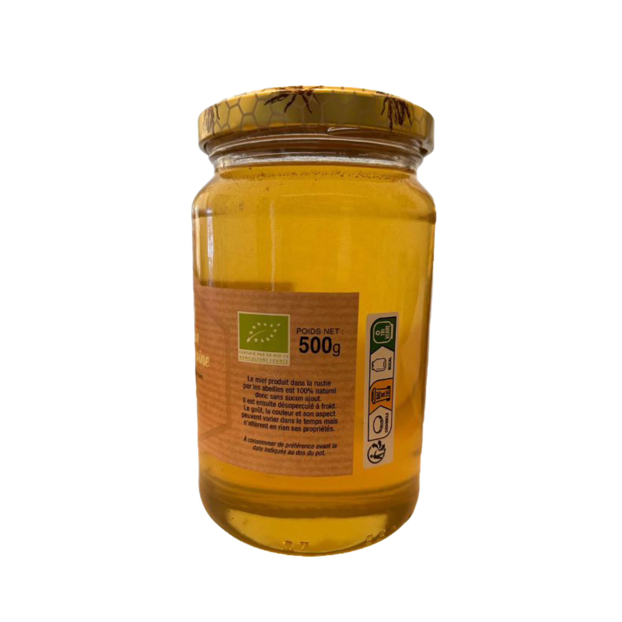 miel acacia aubepine droite bio500g bio (1) pot de miel acacia aubepine 500g bio
